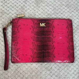 Michael Kors Snakeskin Print Large Clutch